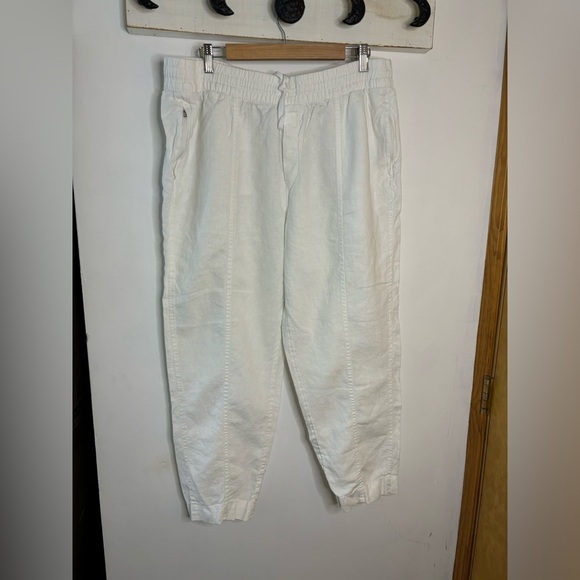 Athleta Cabo White Linen Drawstring Jogger Pants - Picture 2 of 13